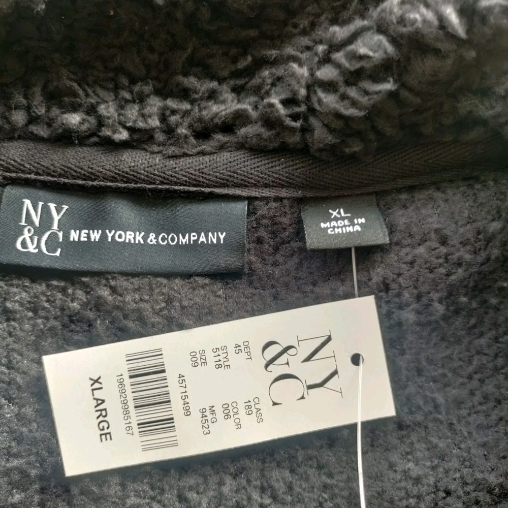 New York & Company Black Faus Shurpa Cropped Jacket Woman's Sz XL NWT - Picture 4 of 8
